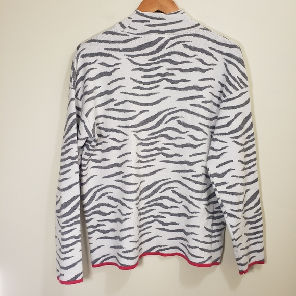 Chelsea & Theodore striped mock turtleneck sweater with pink trim - Picture 6 of 7